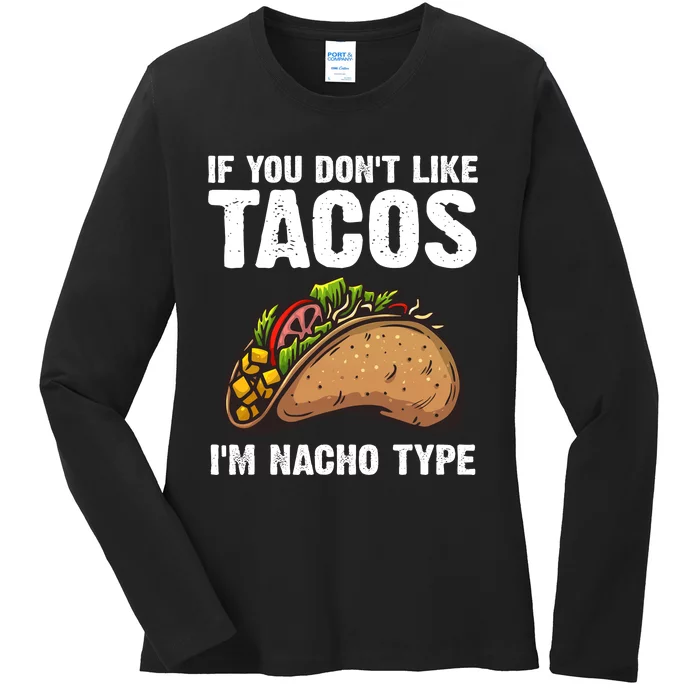 Cute Taco Design Mexican Food Taco Lover Ladies Long Sleeve Shirt