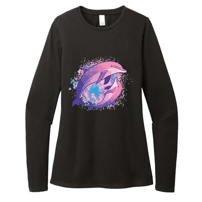 Cute Tiedye Dolphin Parent And Child Dolphins Womens CVC Long Sleeve Shirt