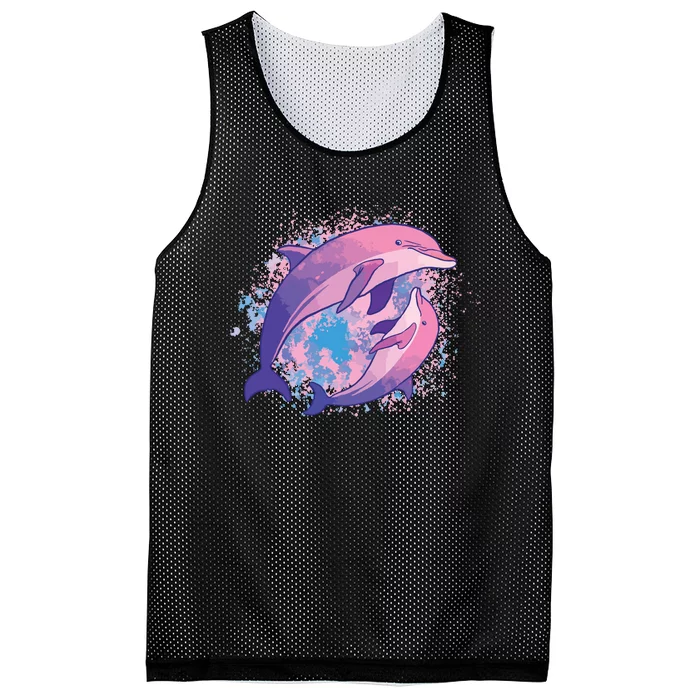 Cute Tiedye Dolphin Parent And Child Dolphins Mesh Reversible Basketball Jersey Tank