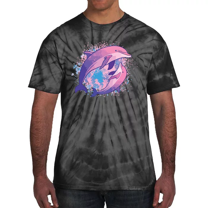 Cute Tiedye Dolphin Parent And Child Dolphins Tie-Dye T-Shirt