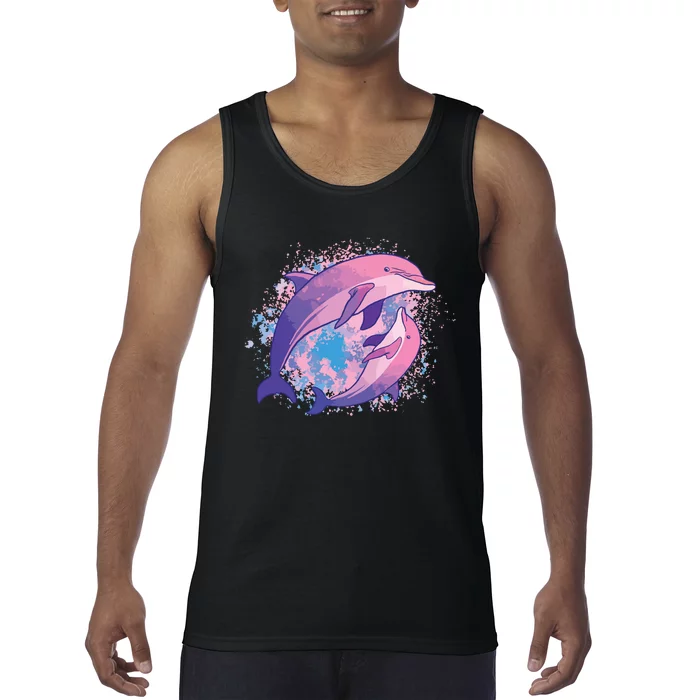 Cute Tiedye Dolphin Parent And Child Dolphins Tank Top