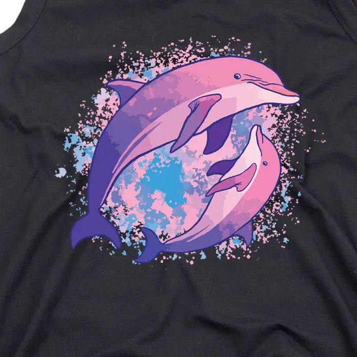 Cute Tiedye Dolphin Parent And Child Dolphins Tank Top