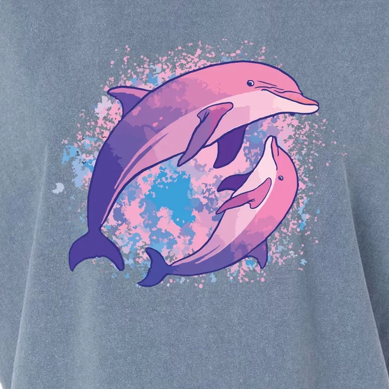 Cute Tiedye Dolphin Parent And Child Dolphins Garment-Dyed Women's Muscle Tee