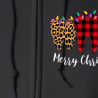 Christmas Tooth Dentist Dental Assistant Teeth Leopard Plaid Full Zip Hoodie