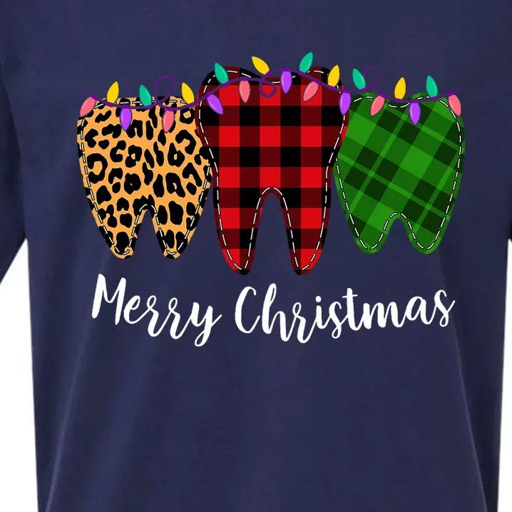 Christmas Tooth Dentist Dental Assistant Teeth Leopard Plaid Sueded Cloud Jersey T-Shirt