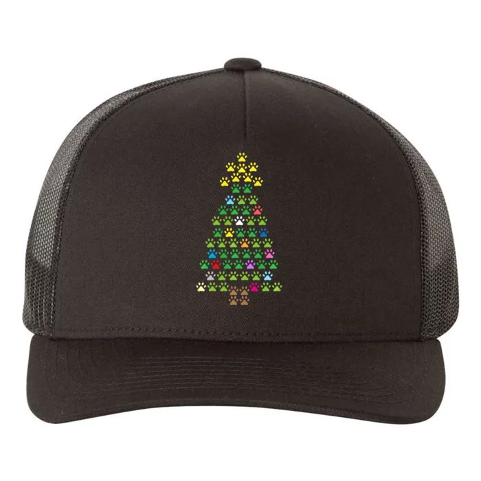 Christmas Tree Dog Paws Long Sleeve Christmas Lights Yupoong Adult 5-Panel Trucker Hat