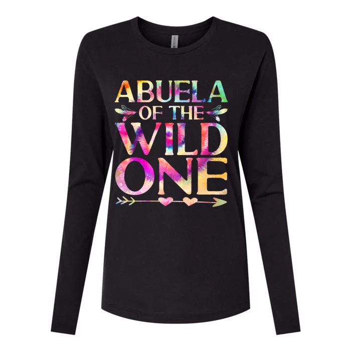 Colorful Tie Dye Abuela Of The Wild One 1st Birthday Hippie Gift Womens Cotton Relaxed Long Sleeve T-Shirt