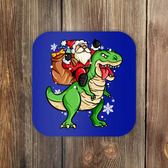 Christmas Trex Dinosaur Santa Claus Riding Trex Xmas Gift Coaster