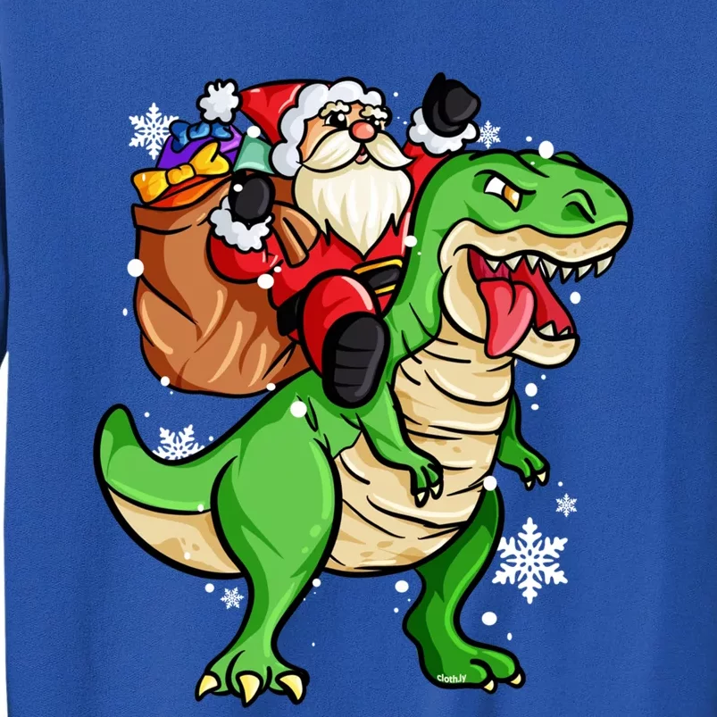 Christmas Trex Dinosaur Santa Claus Riding Trex Xmas Gift Tall Sweatshirt