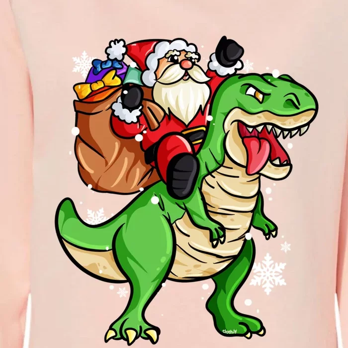 Christmas Trex Dinosaur Santa Claus Riding Trex Xmas Gift Womens California Wash Sweatshirt