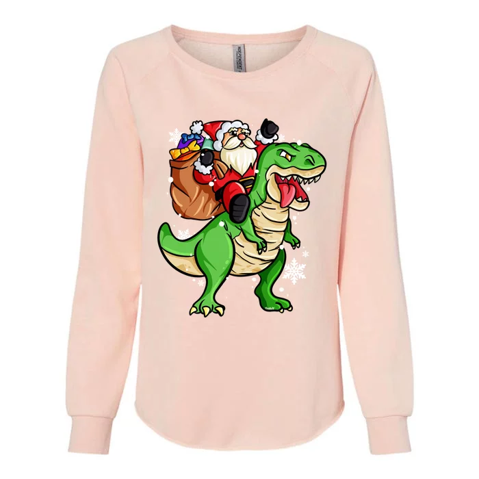 Christmas Trex Dinosaur Santa Claus Riding Trex Xmas Gift Womens California Wash Sweatshirt