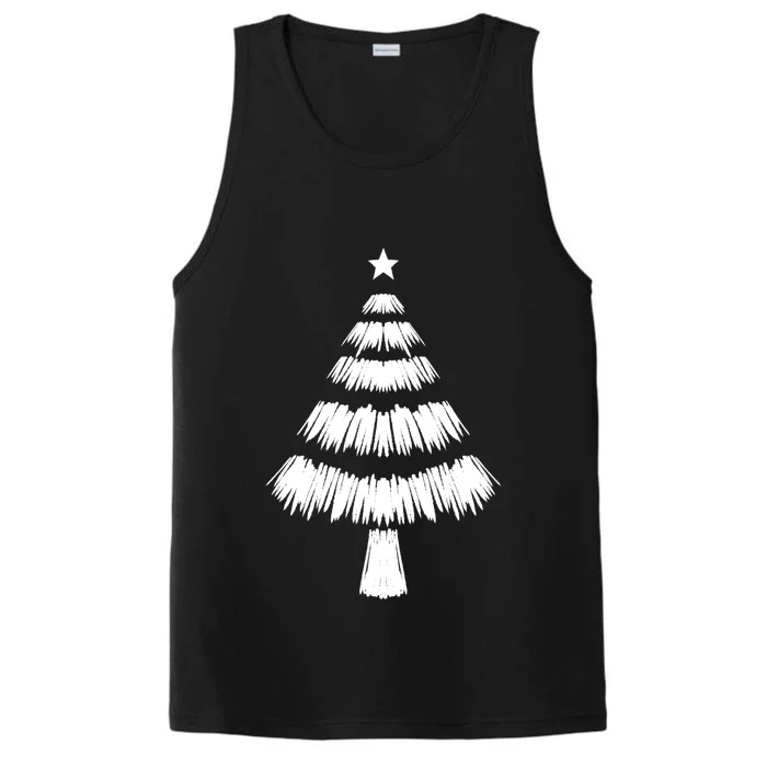 Christmas Tree Doodle Cool White Sketch Xmas Winter Gift Meaningful Gift Performance Tank