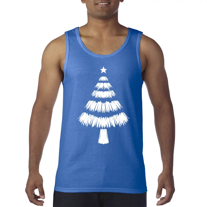 Christmas Tree Doodle Cool White Sketch Xmas Winter Gift Meaningful Gift Tank Top