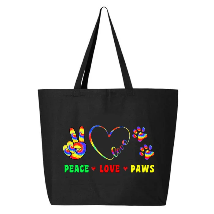 Colorful Tie Dye Peace Love Paws 25L Jumbo Tote