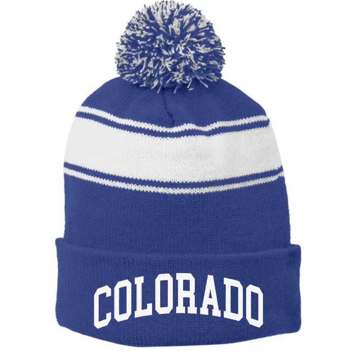 Colorado Throwback Design Classic Stripe Pom Pom Beanie