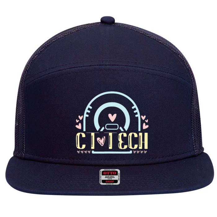 Ct Tech Design Ct Technologist Radiology 7 Panel Mesh Trucker Snapback Hat