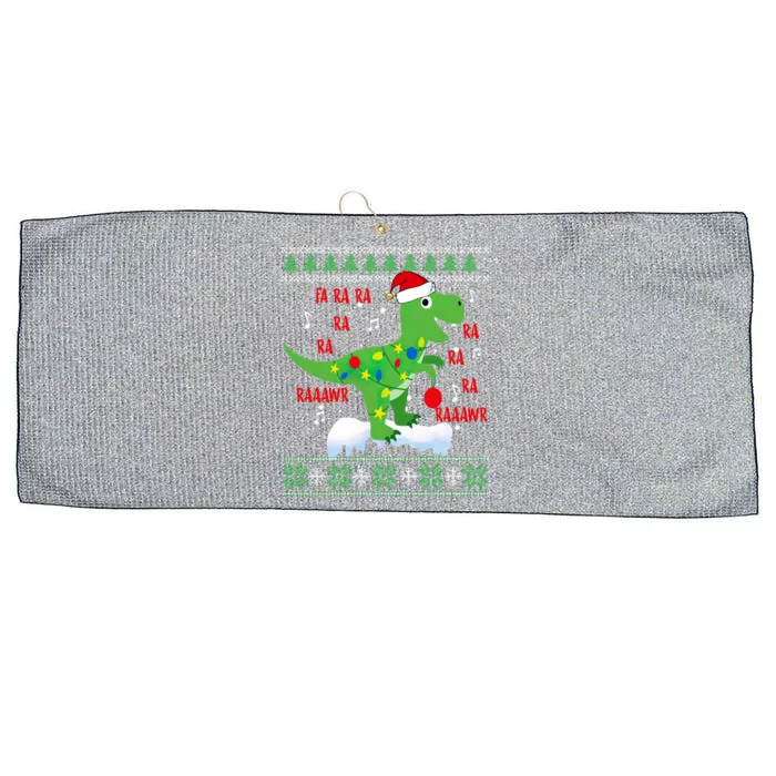 Christmas Tree Dinosaur Fa Ra Ra Rawr Rawr Tgiftrex Xmas Pajama Gift Large Microfiber Waffle Golf Towel