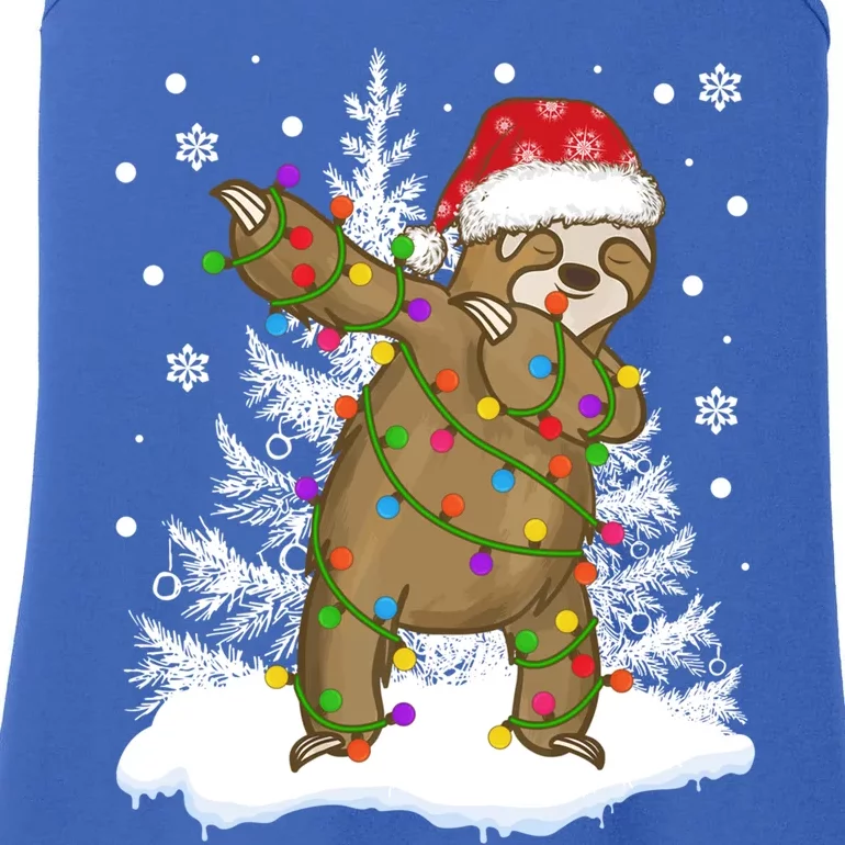 Christmas Tree Dabbing Sloth Merry Slothmas Santa Hat Cute Gift Ladies Essential Tank