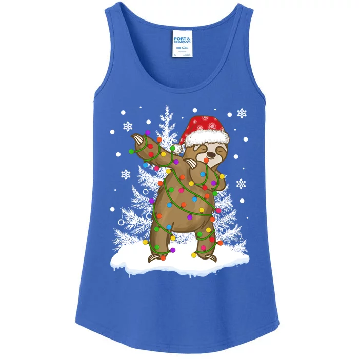 Christmas Tree Dabbing Sloth Merry Slothmas Santa Hat Cute Gift Ladies Essential Tank