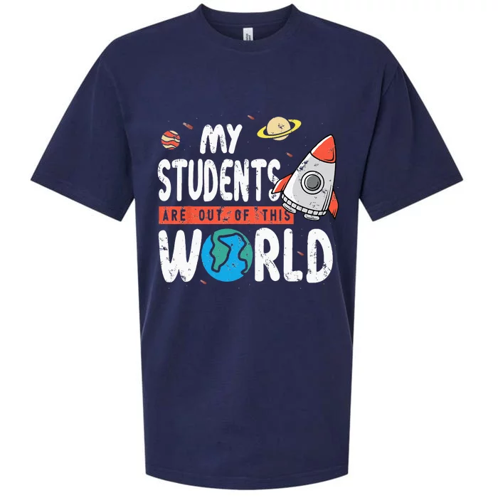 Cute Teacher Design My Students Are Out Of This World Space Sueded Cloud Jersey T-Shirt