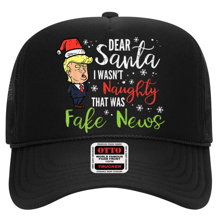 Christmas Trump Dear Santa Fake High Crown Mesh Trucker Hat