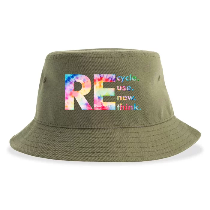 Colorful Tie Dye Recycle Reuse Renew Rethink Celebrate Earth Day Sustainable Bucket Hat