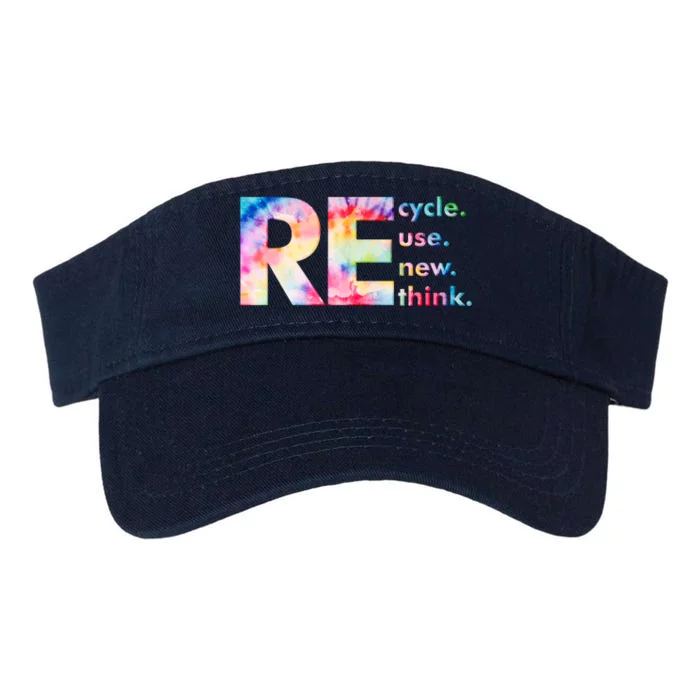 Colorful Tie Dye Recycle Reuse Renew Rethink Celebrate Earth Day Valucap Bio-Washed Visor