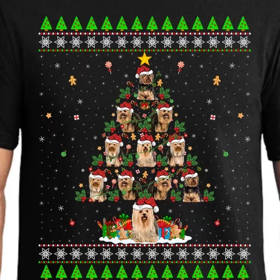 Christmas Tree Dog Ugly Santa Yorkshire Terrier Dog Xmas Gift Pajama Set