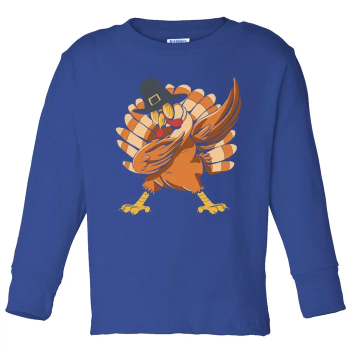 Cute Turkey Dabbing Gift Toddler Long Sleeve Shirt