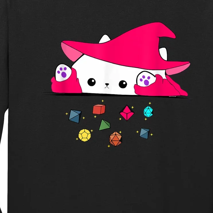 Cat Throwing Dice Tabletop Games Tall Long Sleeve T-Shirt