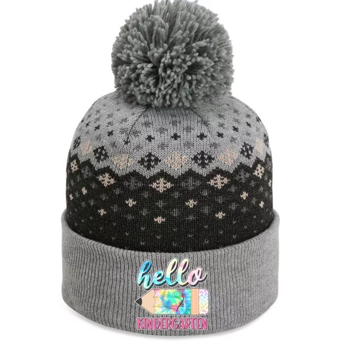 Cute Tie Dye Pencil Hello Kindergarten The Baniff Cuffed Pom Beanie