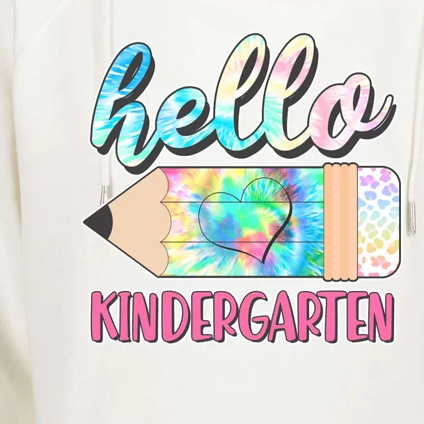 Cute Tie Dye Pencil Hello Kindergarten Womens Funnel Neck Pullover Hood