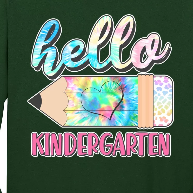 Cute Tie Dye Pencil Hello Kindergarten Long Sleeve Shirt