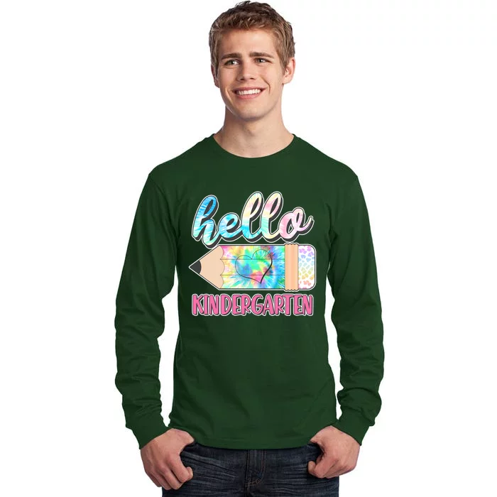 Cute Tie Dye Pencil Hello Kindergarten Tall Long Sleeve T-Shirt