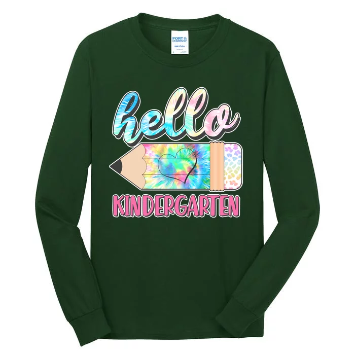 Cute Tie Dye Pencil Hello Kindergarten Tall Long Sleeve T-Shirt