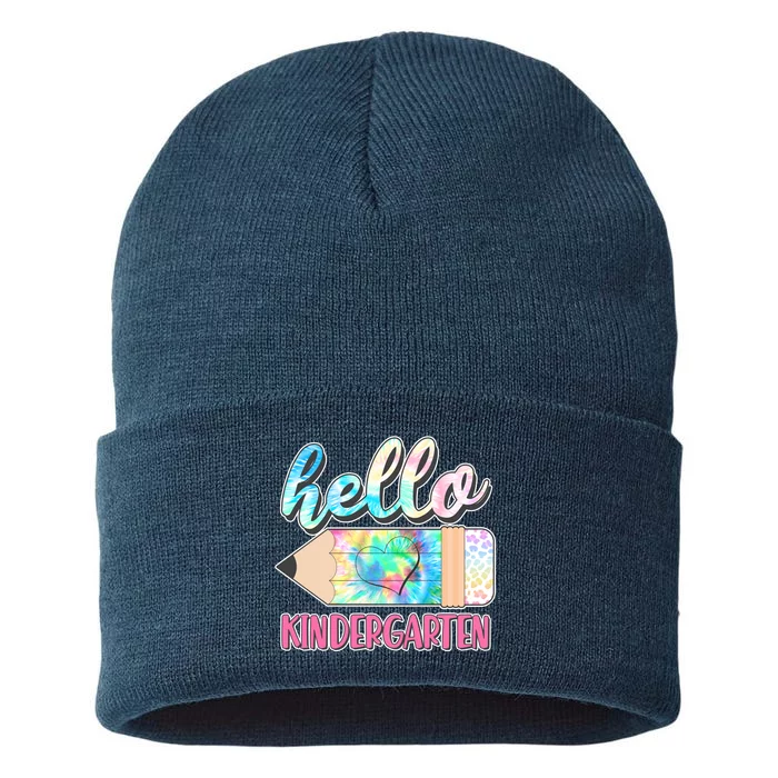 Cute Tie Dye Pencil Hello Kindergarten Sustainable Knit Beanie