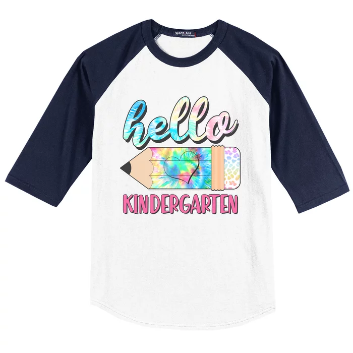 Cute Tie Dye Pencil Hello Kindergarten Baseball Sleeve Shirt