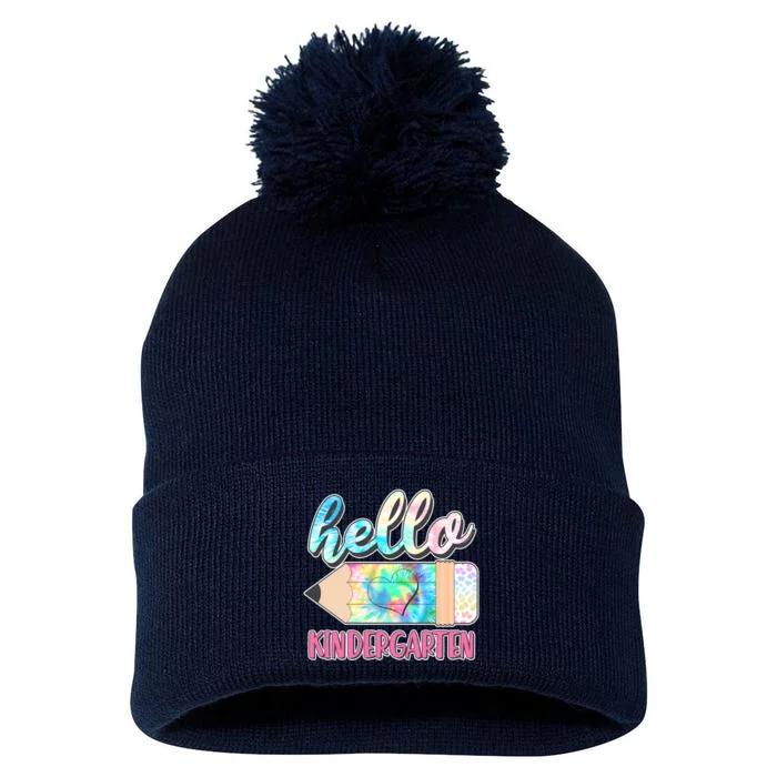 Cute Tie Dye Pencil Hello Kindergarten Pom Pom 12in Knit Beanie