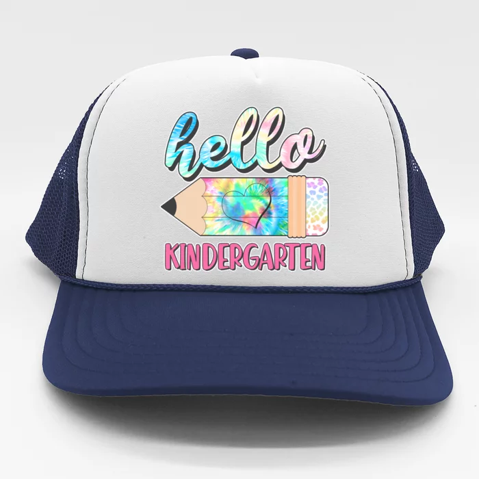 Cute Tie Dye Pencil Hello Kindergarten Trucker Hat