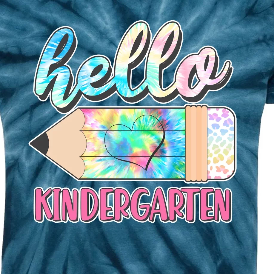 Cute Tie Dye Pencil Hello Kindergarten Kids Tie-Dye T-Shirt