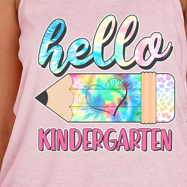 Cute Tie Dye Pencil Hello Kindergarten Women's Knotted Racerback Tank