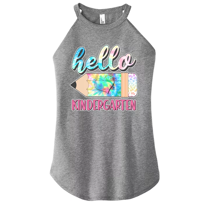 Cute Tie Dye Pencil Hello Kindergarten Women’s Perfect Tri Rocker Tank