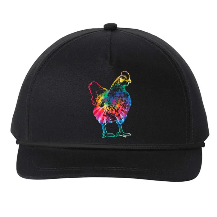 Chicken Tie Dye Hippie Poultry Farmer Farm Vintage Gift Snapback Five-Panel Rope Hat