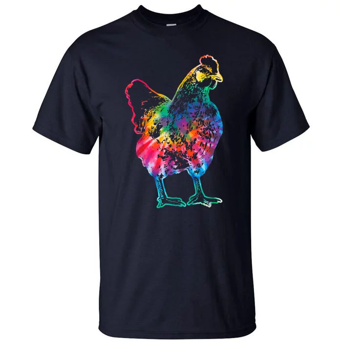 Chicken Tie Dye Hippie Poultry Farmer Farm Vintage Gift Tall T-Shirt