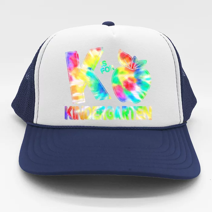 Cute Tie Dye K Is For Kindergarten Trucker Hat