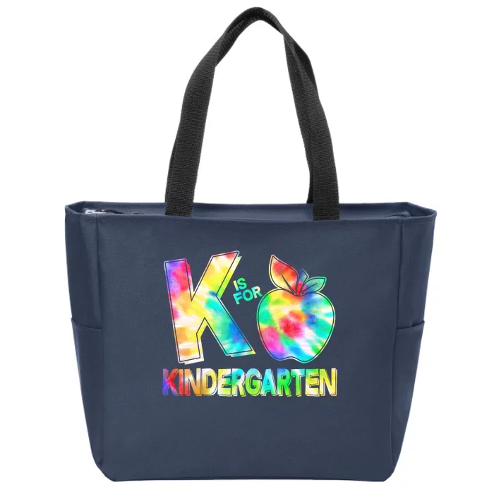 Cute Tie Dye K Is For Kindergarten Zip Tote Bag