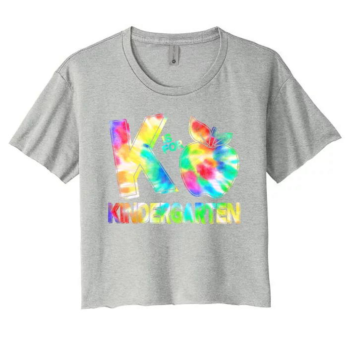 Cute Tie Dye K Is For Kindergarten Women's Crop Top Tee