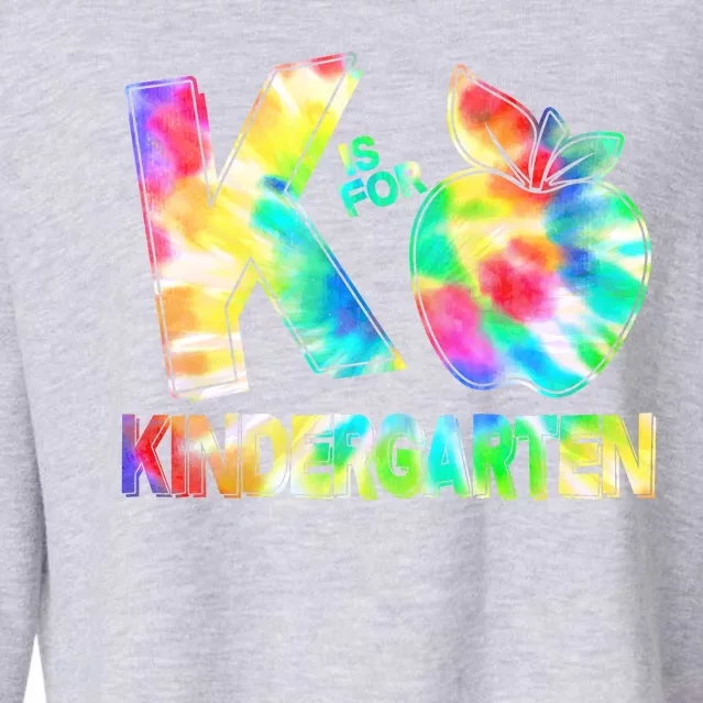 Cute Tie Dye K Is For Kindergarten Cropped Pullover Crew