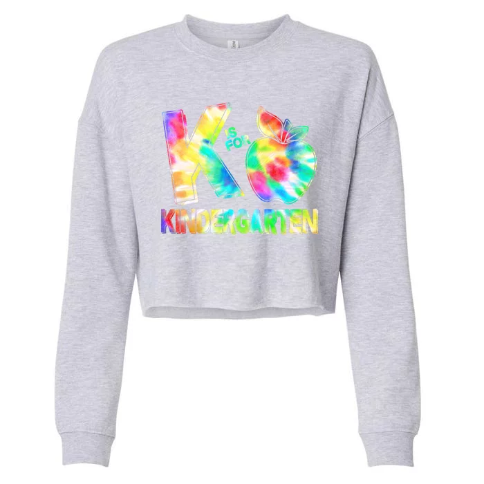 Cute Tie Dye K Is For Kindergarten Cropped Pullover Crew