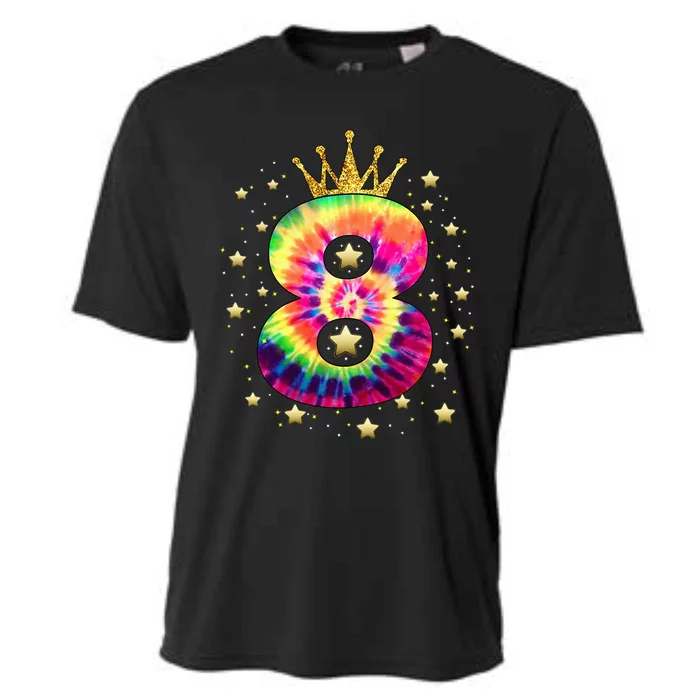 Colorful Tie Dye 8 Year Old 8th Birthday Cooling Performance Crew T-Shirt